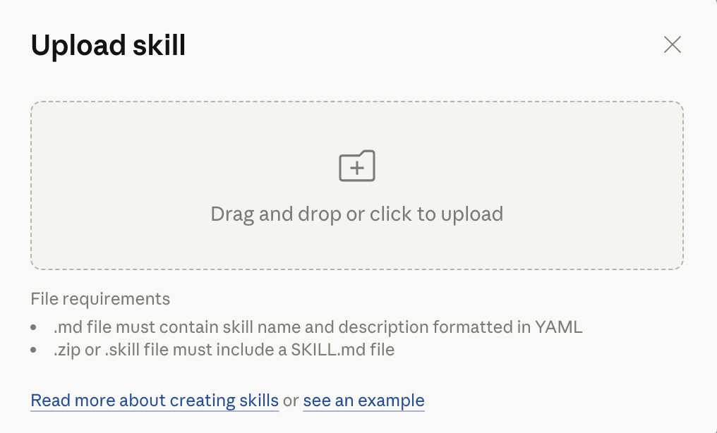 Upload the skill files we have shared, and you're all set.