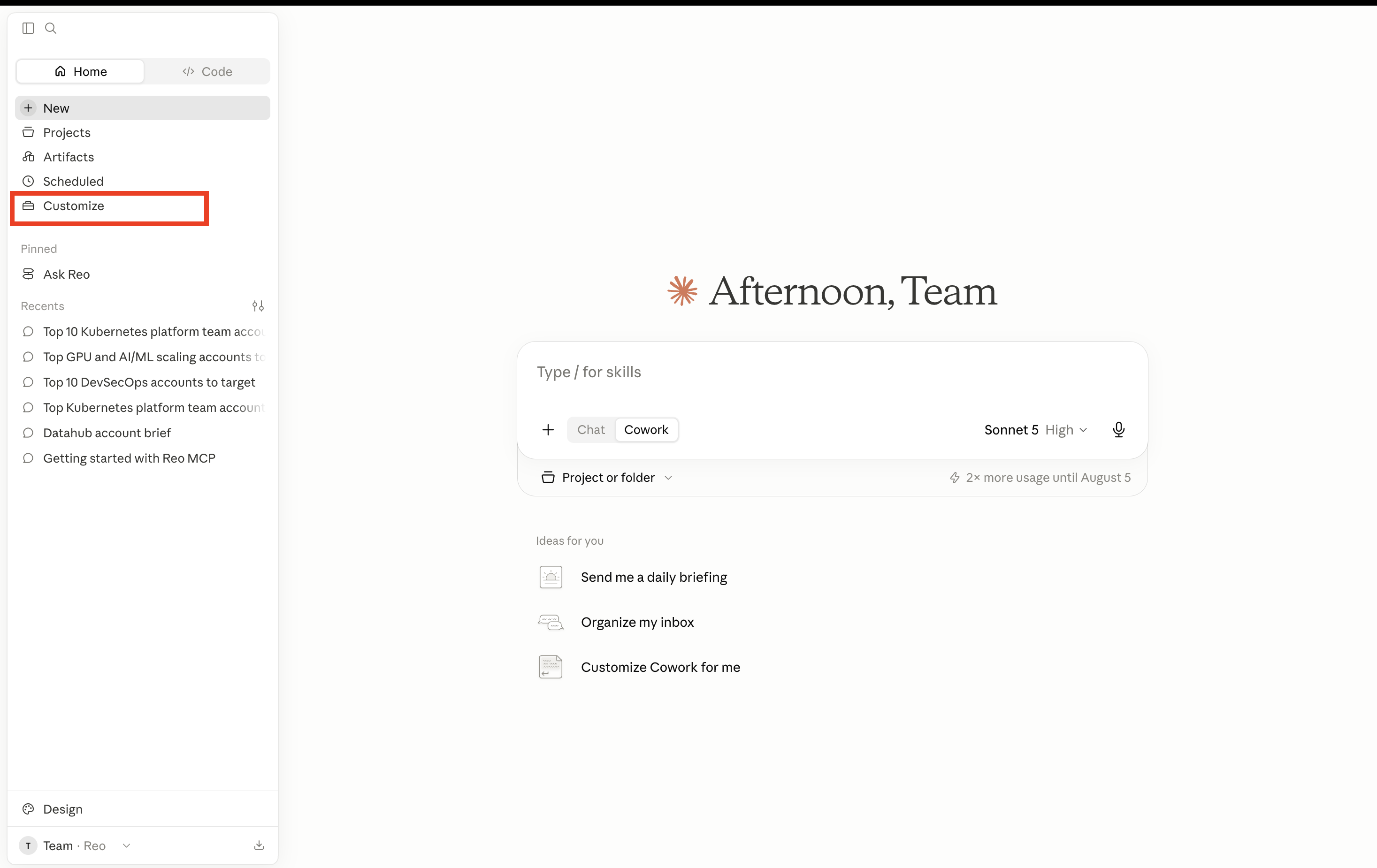 Open the Claude desktop app > from the left navigation menu > select Customize.